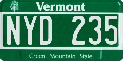VT license plate NYD235