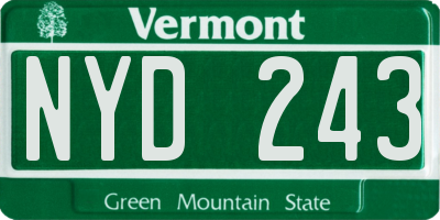 VT license plate NYD243
