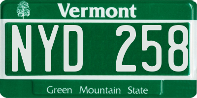 VT license plate NYD258