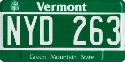 VT license plate NYD263
