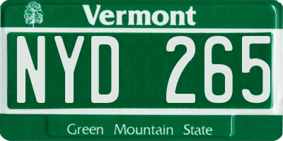 VT license plate NYD265
