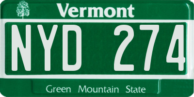 VT license plate NYD274