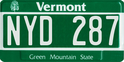 VT license plate NYD287
