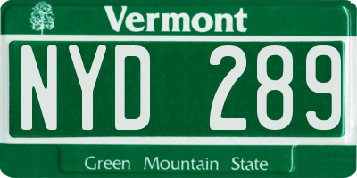 VT license plate NYD289