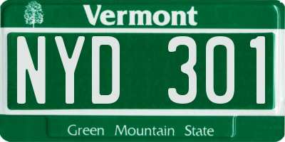 VT license plate NYD301