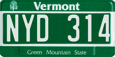 VT license plate NYD314