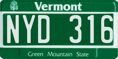 VT license plate NYD316