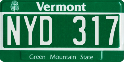 VT license plate NYD317