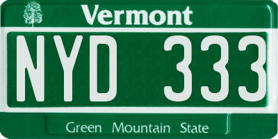 VT license plate NYD333