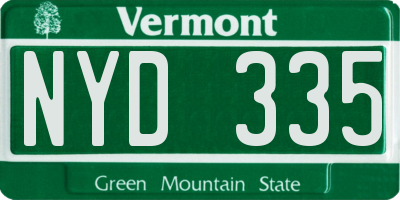 VT license plate NYD335