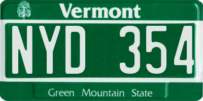 VT license plate NYD354