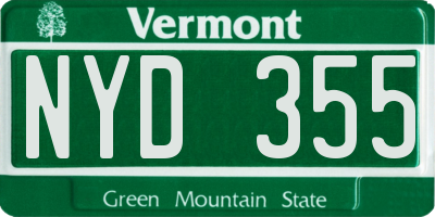 VT license plate NYD355
