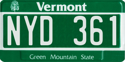 VT license plate NYD361