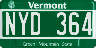 VT license plate NYD364