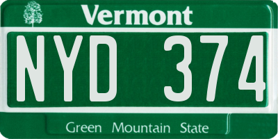 VT license plate NYD374