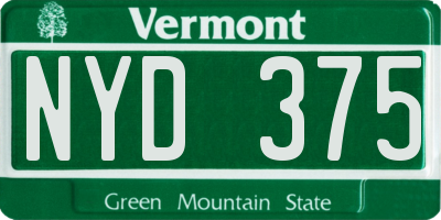 VT license plate NYD375