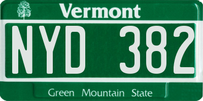 VT license plate NYD382