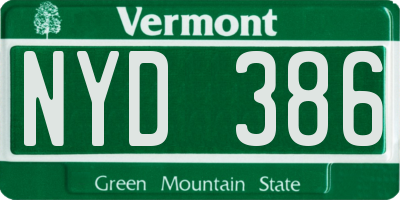 VT license plate NYD386
