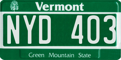 VT license plate NYD403
