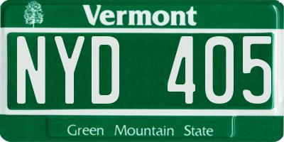 VT license plate NYD405