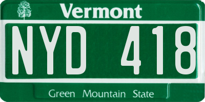 VT license plate NYD418