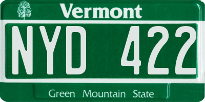 VT license plate NYD422