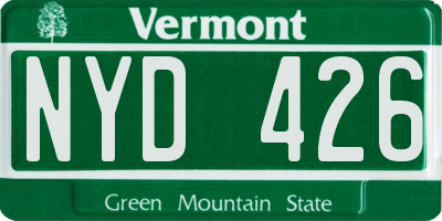 VT license plate NYD426