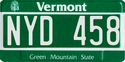 VT license plate NYD458