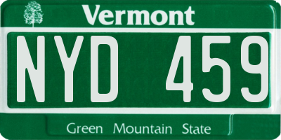 VT license plate NYD459
