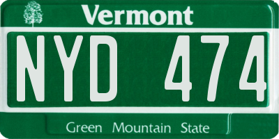 VT license plate NYD474