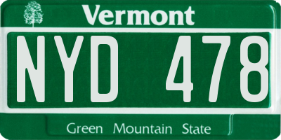 VT license plate NYD478