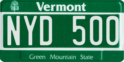 VT license plate NYD500