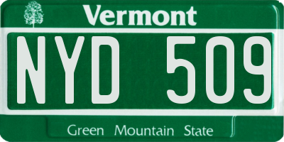 VT license plate NYD509