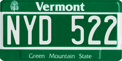 VT license plate NYD522