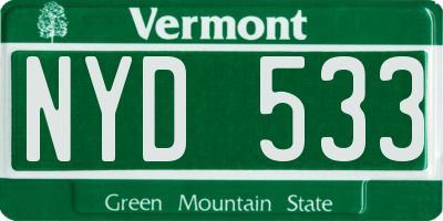 VT license plate NYD533