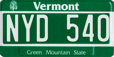 VT license plate NYD540