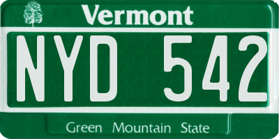 VT license plate NYD542