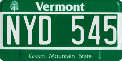 VT license plate NYD545
