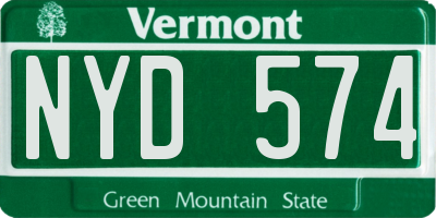 VT license plate NYD574