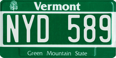VT license plate NYD589