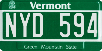 VT license plate NYD594