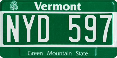 VT license plate NYD597