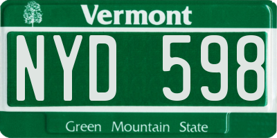 VT license plate NYD598