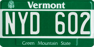 VT license plate NYD602