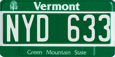 VT license plate NYD633