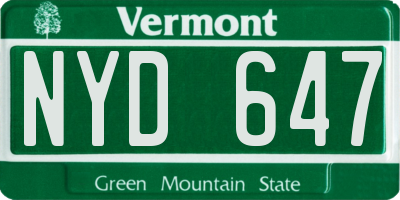 VT license plate NYD647
