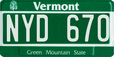 VT license plate NYD670