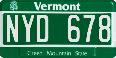 VT license plate NYD678