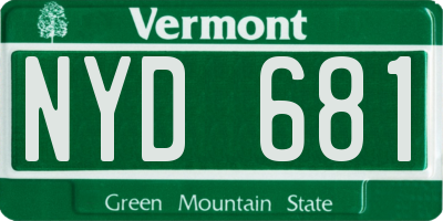 VT license plate NYD681