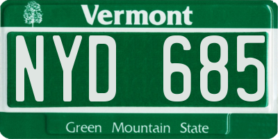 VT license plate NYD685